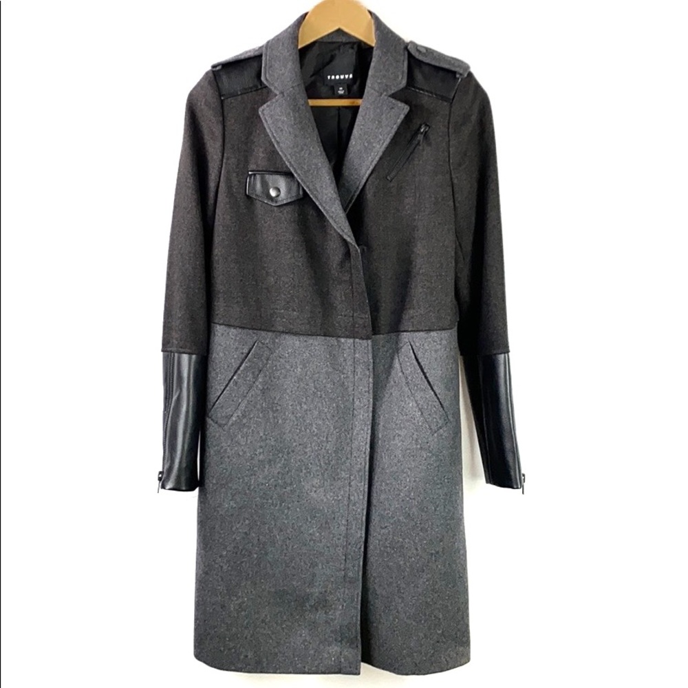 NWOT TROUVE Mixed Media Miltary Coat - Picture 3 of 16